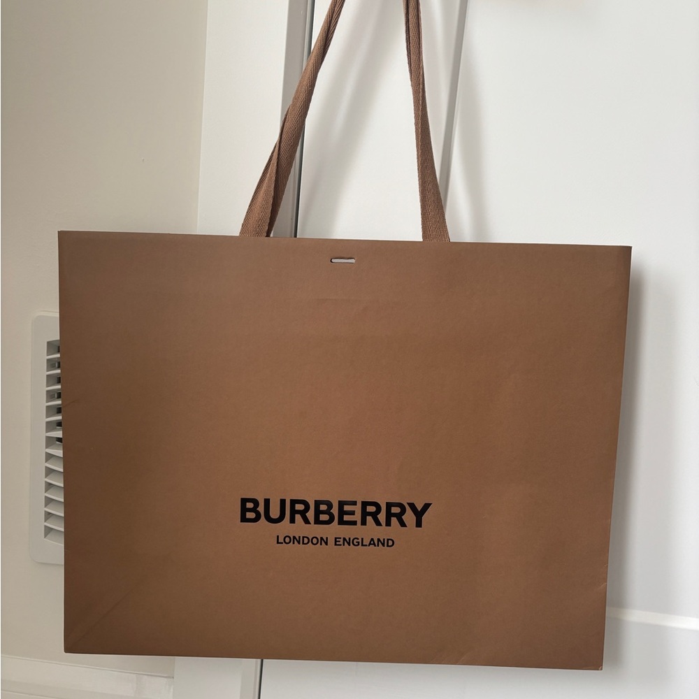 Burberry Brown Luxury Shopping Bag with Rope Handles
